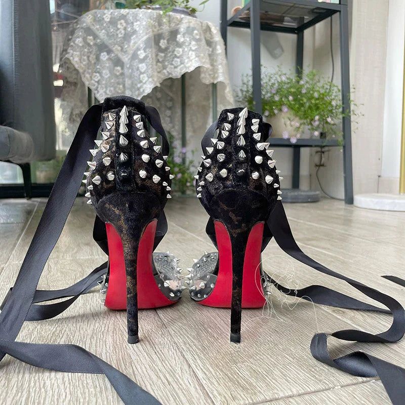Ribbon PVC transparent Rhinestone Fine Heels