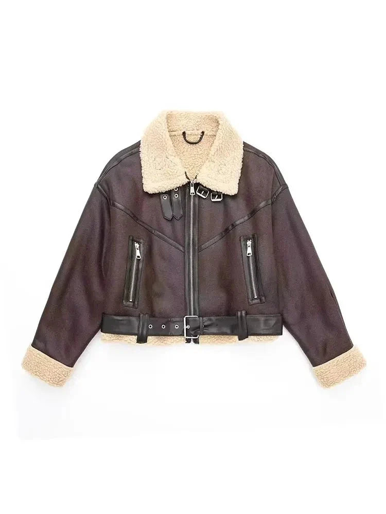Women's Belted Thick Long Sleeves Coat