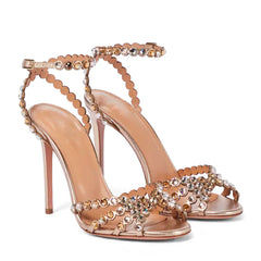 Stiletto High Heels Rhinestone Back Strap Sandals