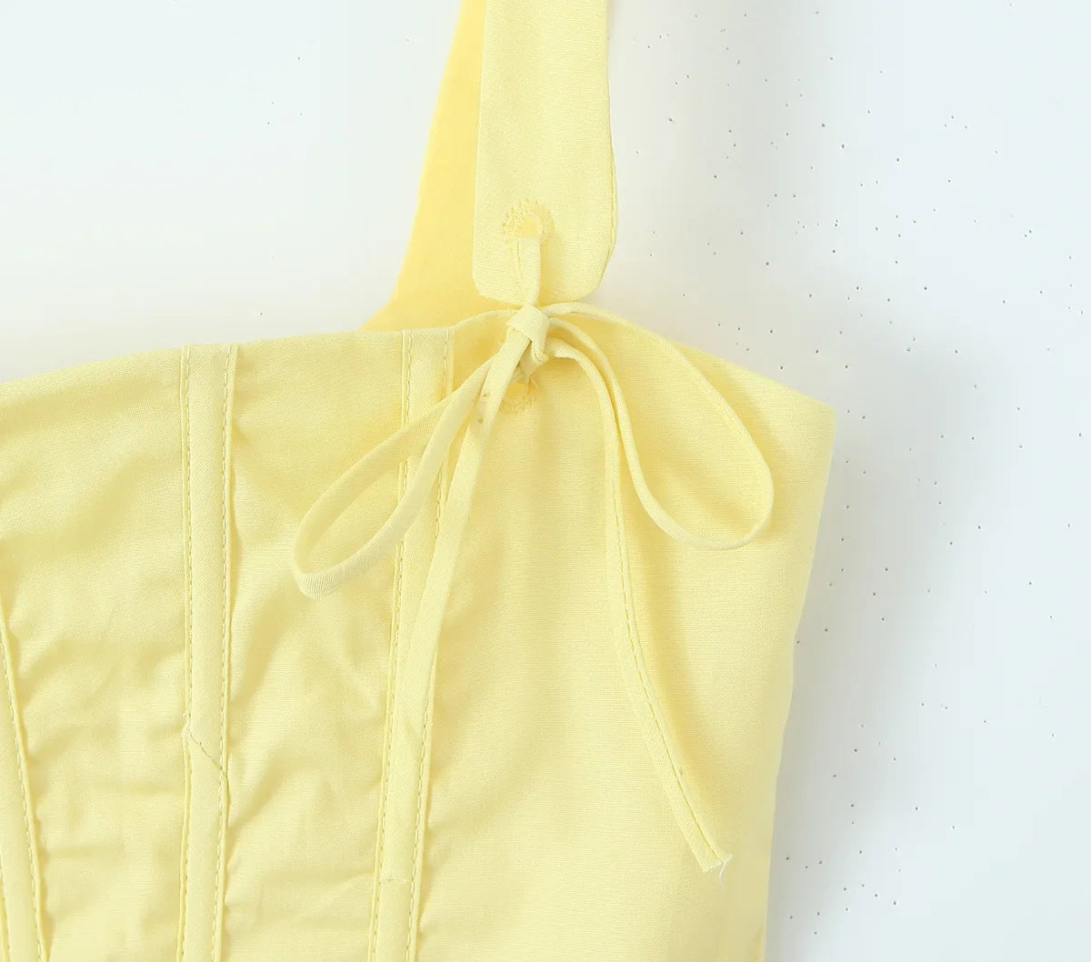 Yellow Slit Midi Dress and Cross Lacing up Top Set
