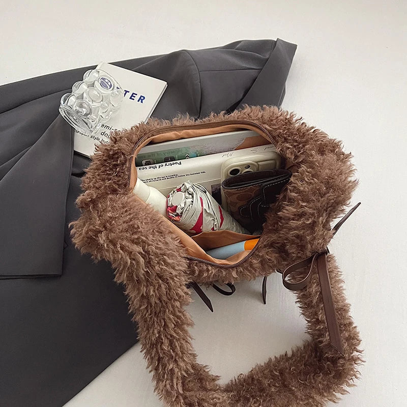 Bow Plush Crossbody Bags