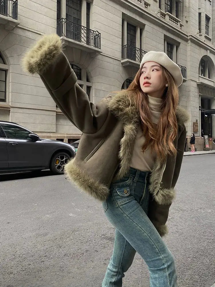 Faux Suede Leather Jacket