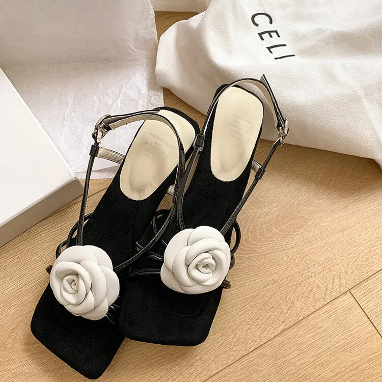 Handmade 3D Flower Open-Toe Sandals