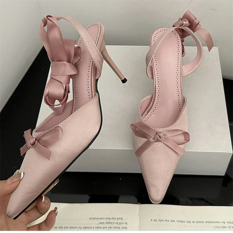 Butterfly-knot Ankle Lace Up Thin Low Heels Sandals