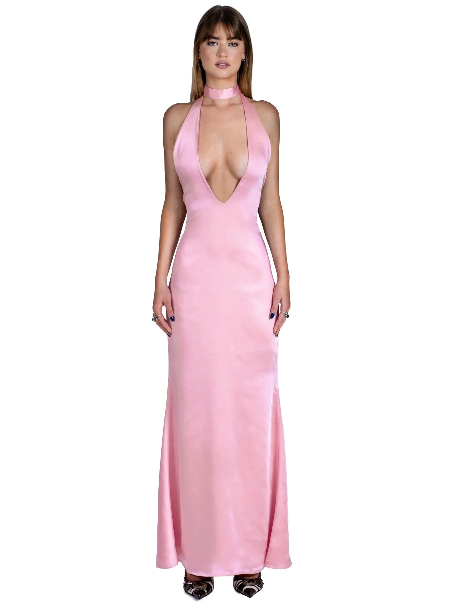 Satin Open Back Dress