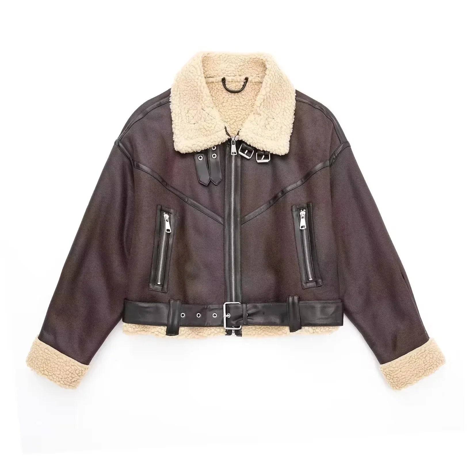 Women's Belted Thick Long Sleeves Coat