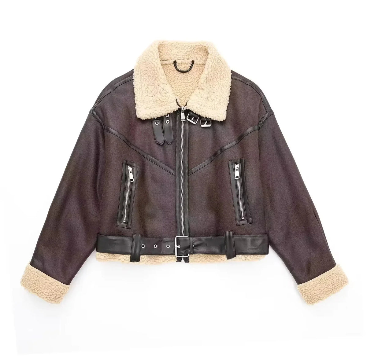 Women's Belted Thick Long Sleeves Coat