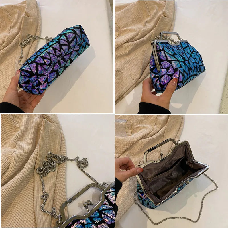 Multicolor Sequin Cross Body Evening Bag