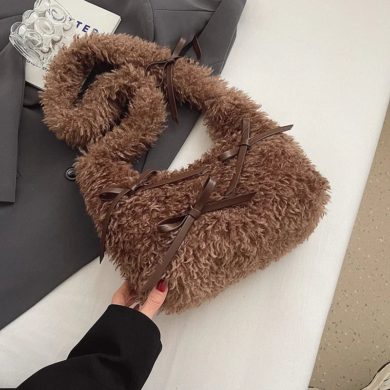 Bow Plush Crossbody Bags