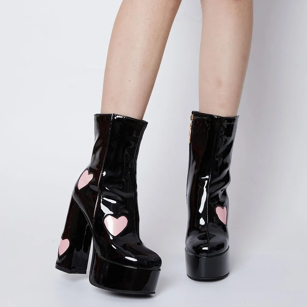 Women Ankle Boots Design Heart