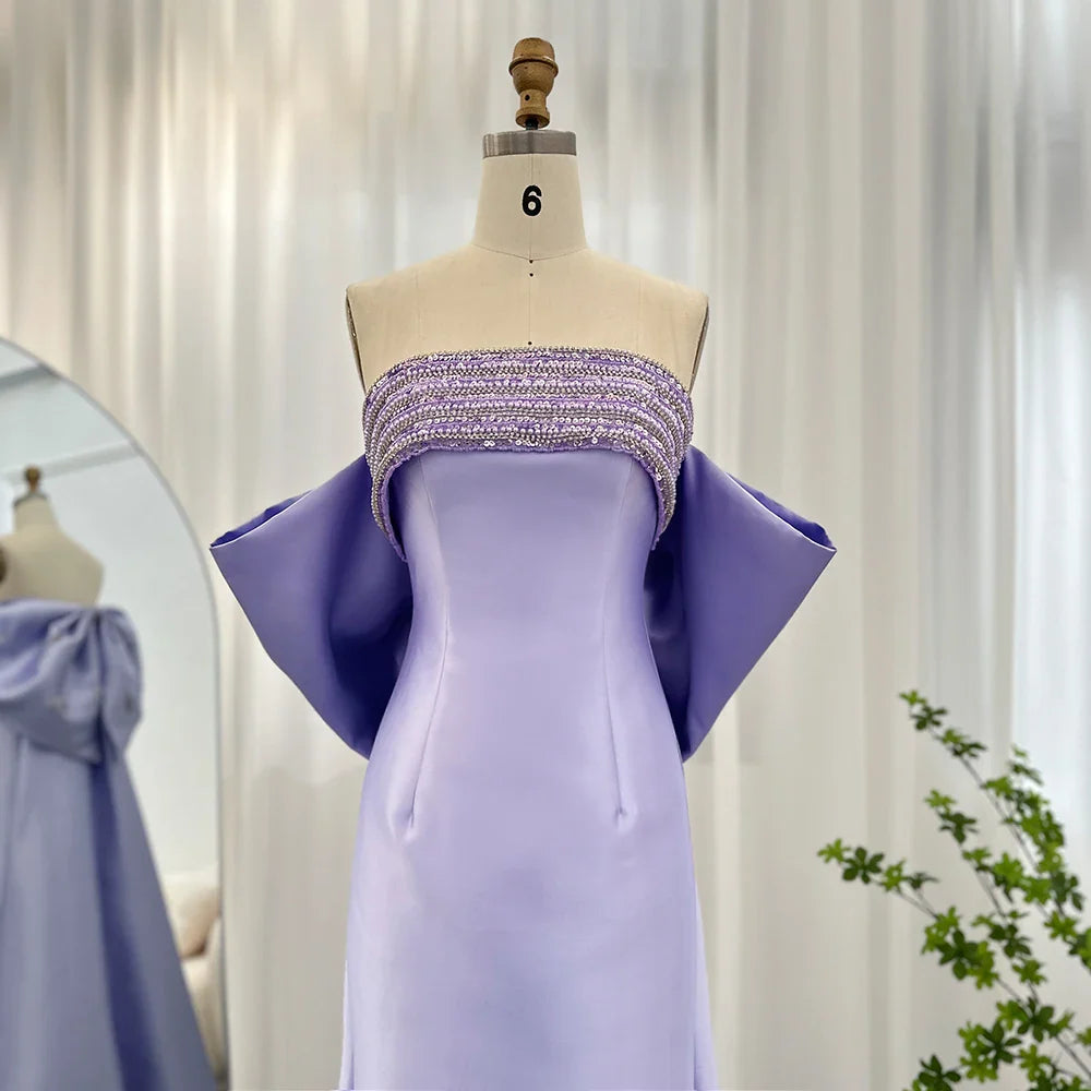 Sage Green Evening Dress with Beaded Cape