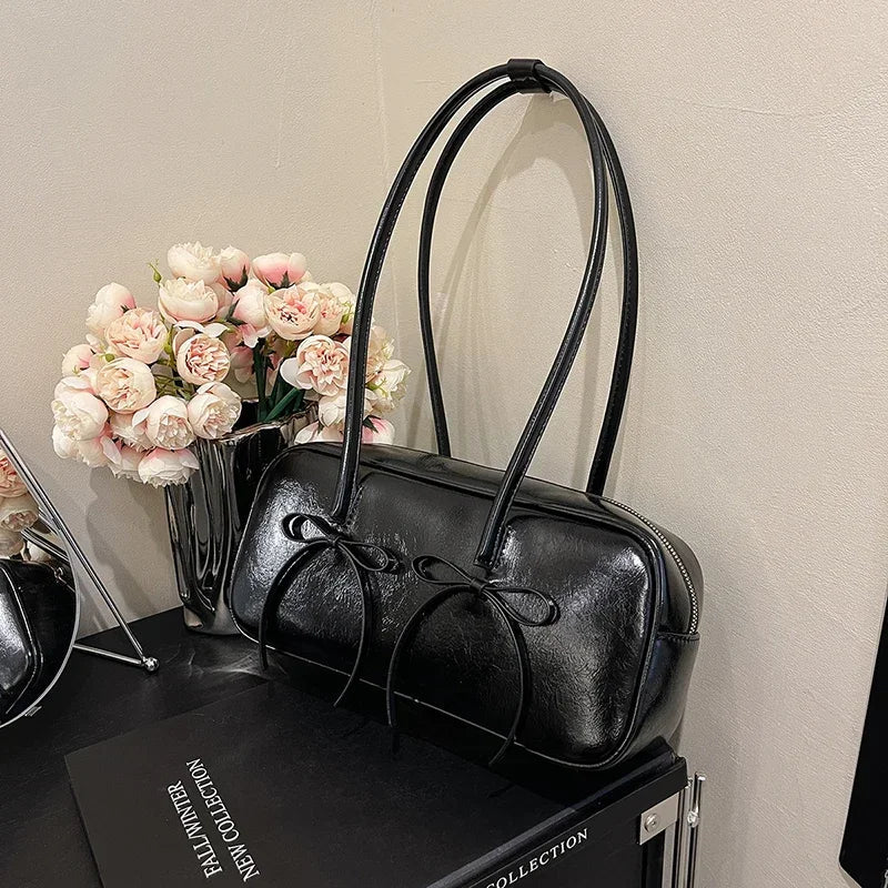 Small Bow Tie Faux Leather Shoulder Bags