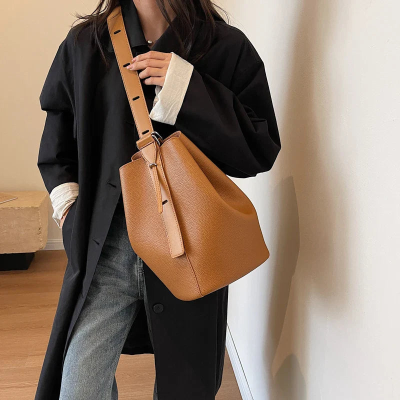 Retro Solid Color Leather Shoulder Bags