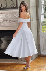 Off-Shoulder Flare Midi Dress