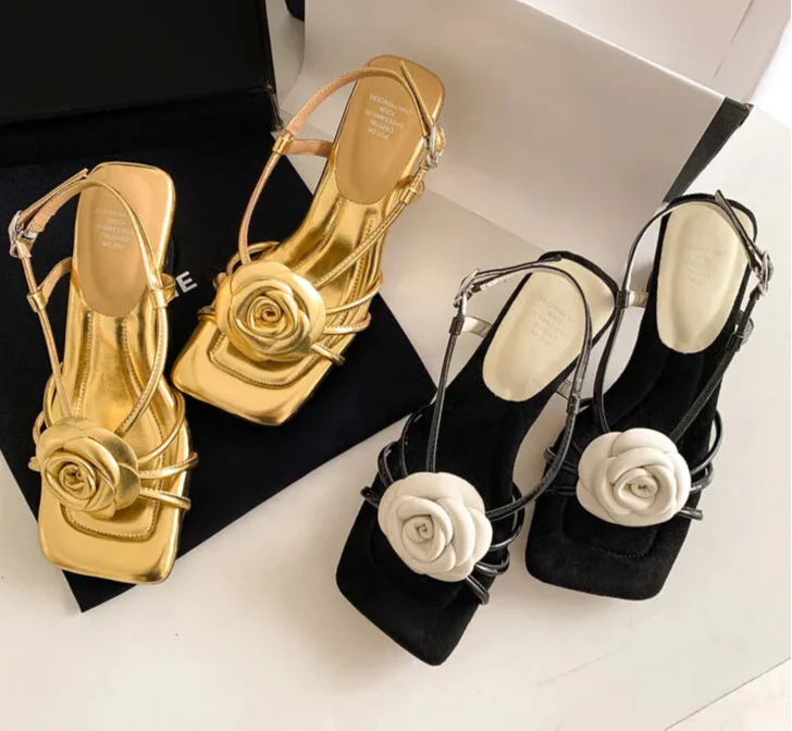 Handmade 3D Flower Open-Toe Sandals
