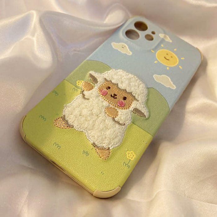 Sheep Embroidery iPhone Case