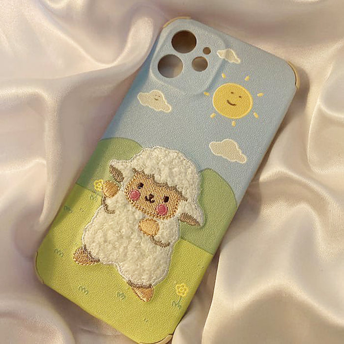 Sheep Embroidery iPhone Case