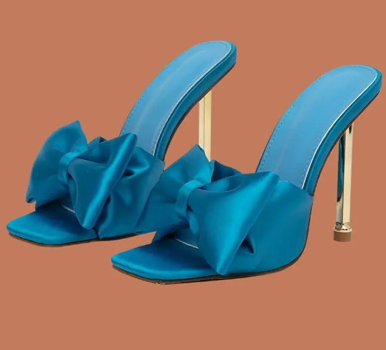 Silk Butterfly-knot Square toe Pump Shoes