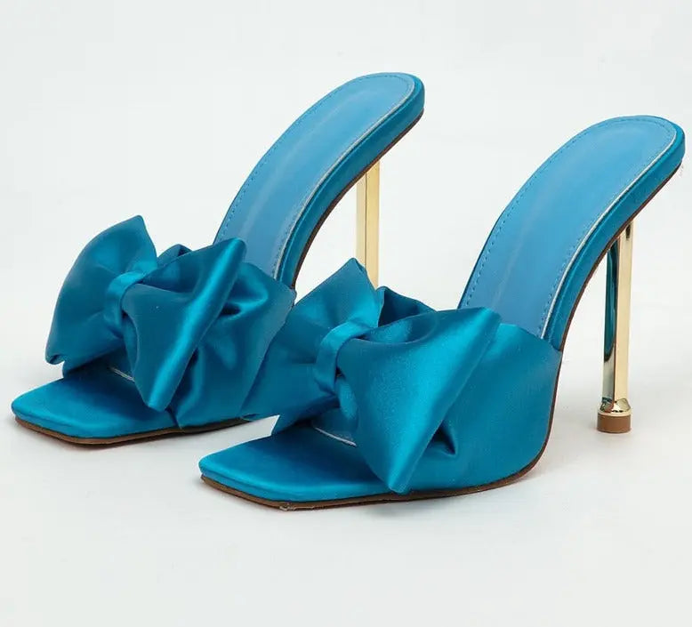 Silk Butterfly-knot Square toe Pump Shoes
