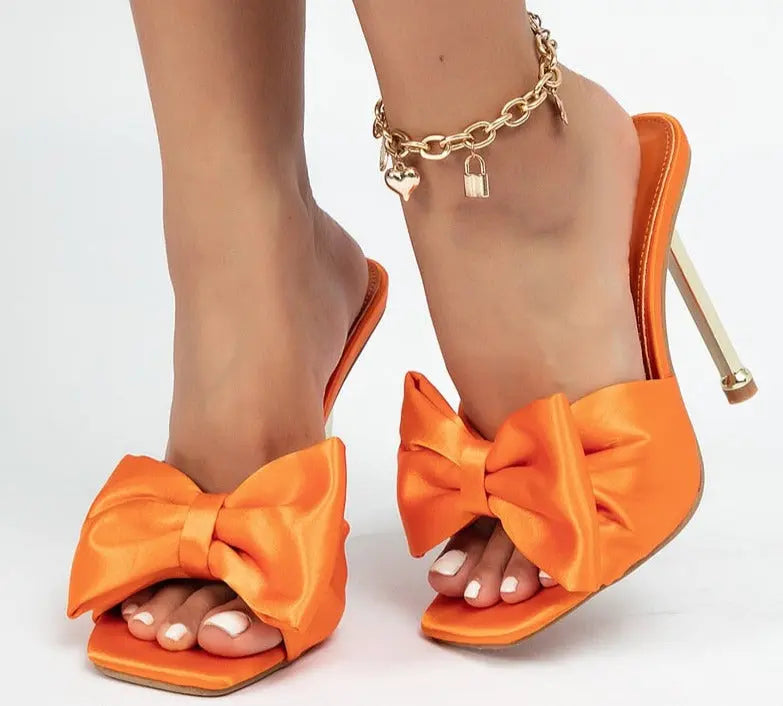 Silk Butterfly-knot Square toe Pump Shoes