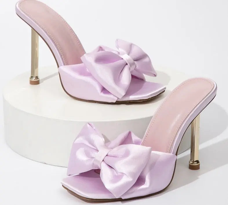 Silk Butterfly-knot Square toe Pump Shoes