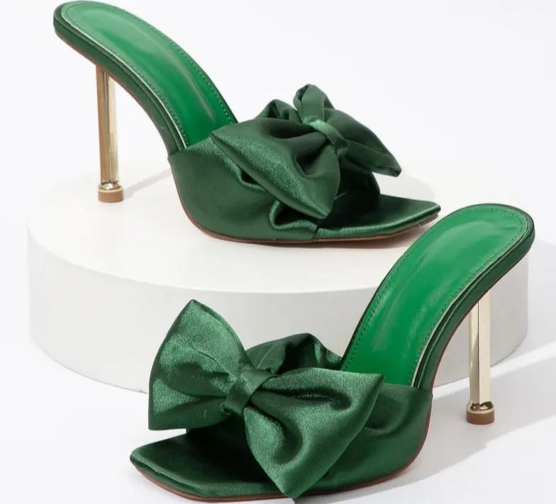Silk Butterfly-knot Square toe Pump Shoes