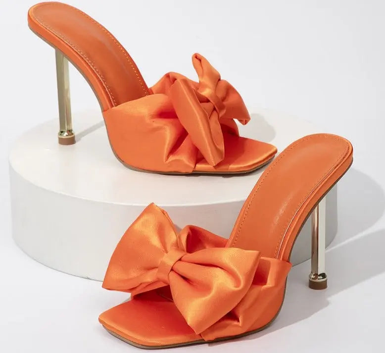 Silk Butterfly-knot Square toe Pump Shoes