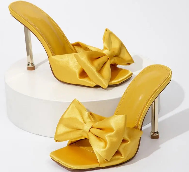 Silk Butterfly-knot Square toe Pump Shoes