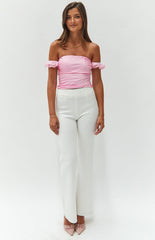 Silvia Pink Satin Crop Top