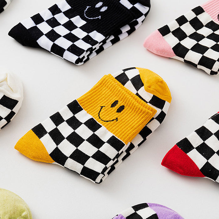 Smiley Checkered Socks