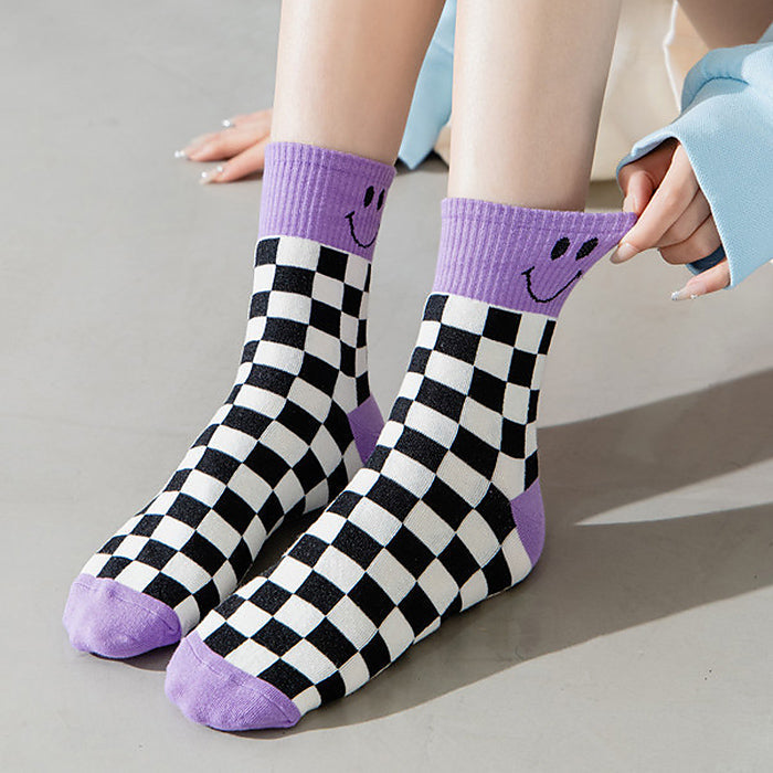 Smiley Checkered Socks