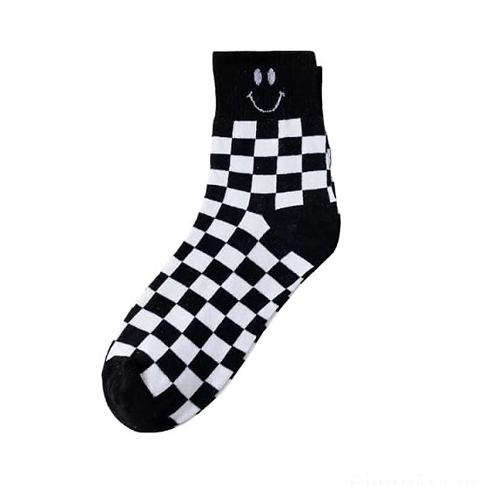 Smiley Checkered Socks