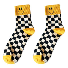 Smiley Checkered Socks