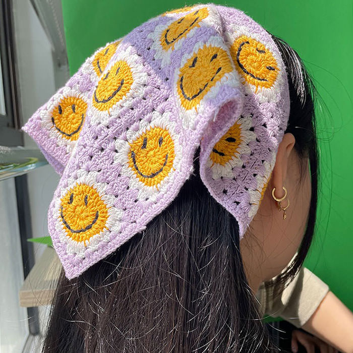 Smiley Face Crochet Bandana