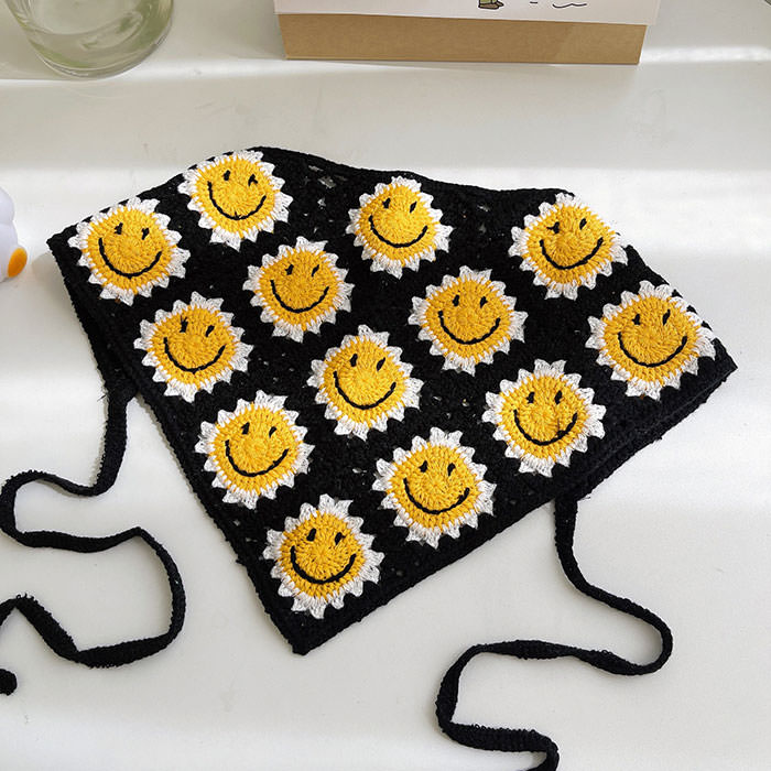 Smiley Face Crochet Bandana