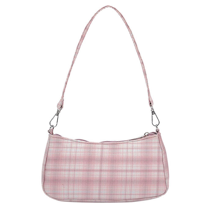 Soft Girl Plaid Baguette Bag