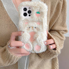 Strawberry Bear Fluffy iPhone Case