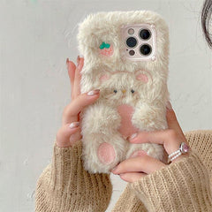 Strawberry Bear Fluffy iPhone Case