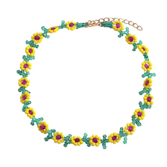 Sunflower Beaded Necklace