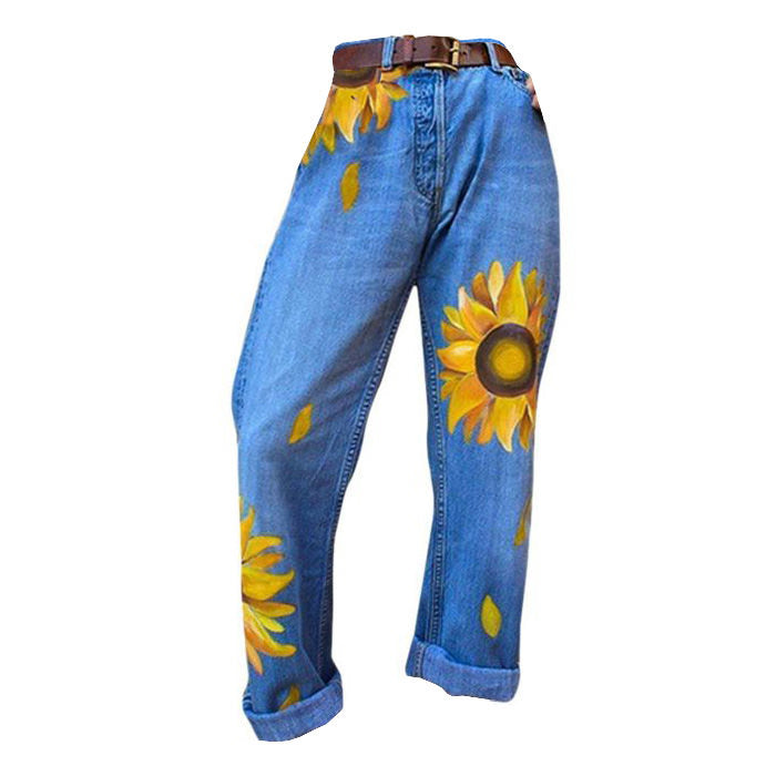 Sunflowers Mom Jeans