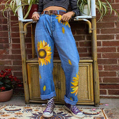 Sunflowers Mom Jeans