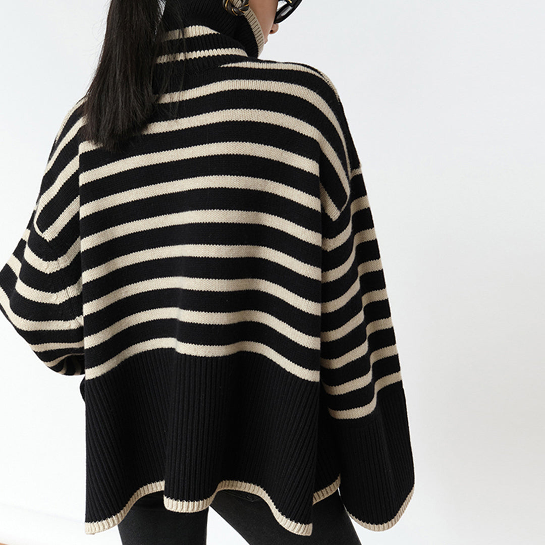 Striped Turtleneck Knit Sweater