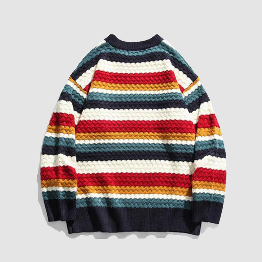 Vintage Daisy Rainbow Striped Knit Sweater