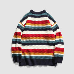 Vintage Daisy Rainbow Striped Sweater