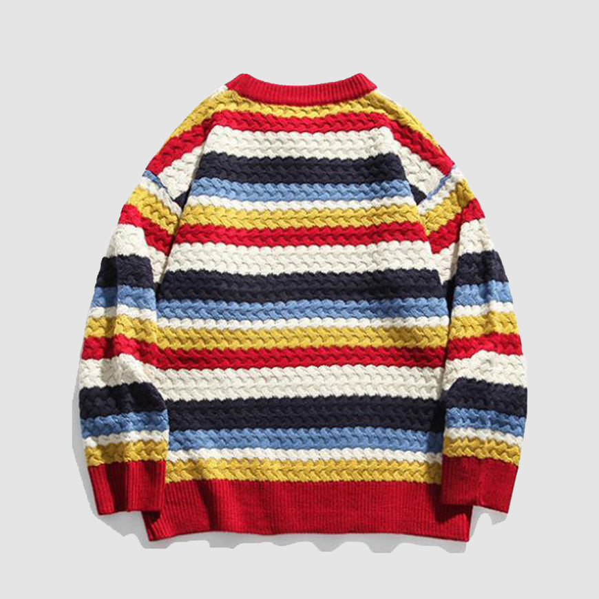 Vintage Daisy Rainbow Striped Knit Sweater