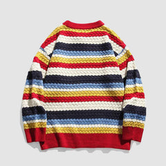 Vintage Daisy Rainbow Striped Sweater