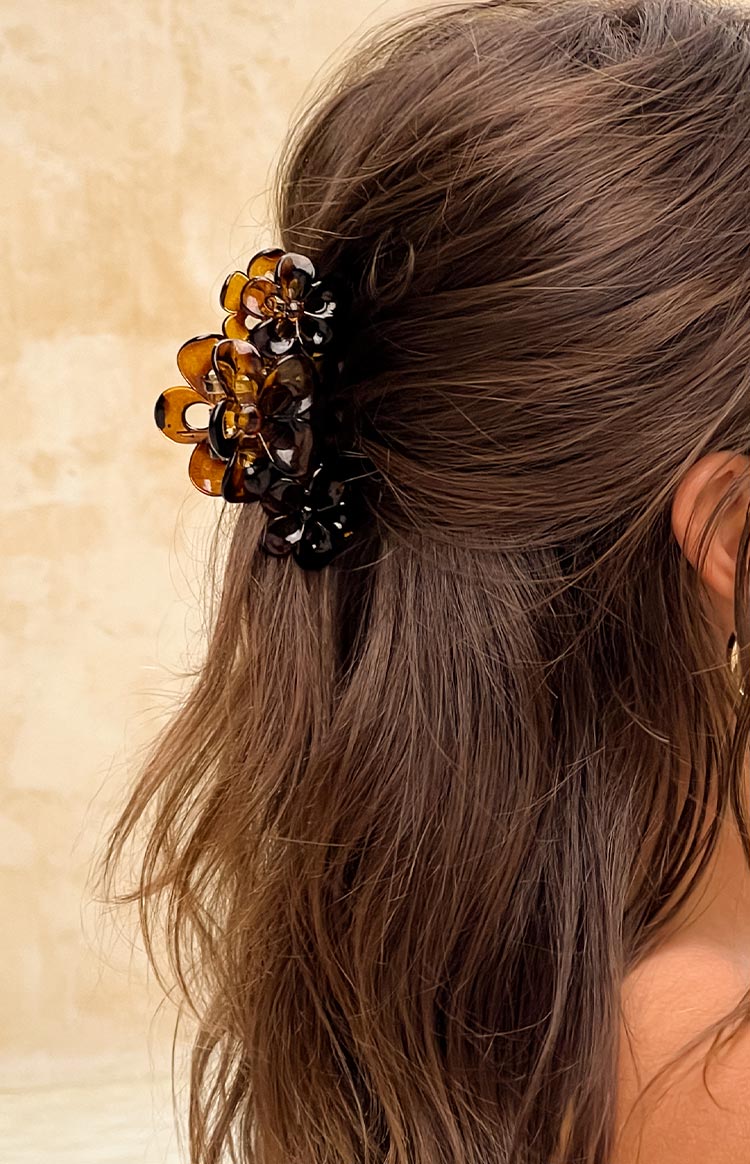 Tam Brown Flower Hair Claw