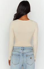 Tamia Cream Long Sleeve Bodysuit