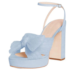 Thick High Heel Bow Platform Sandals