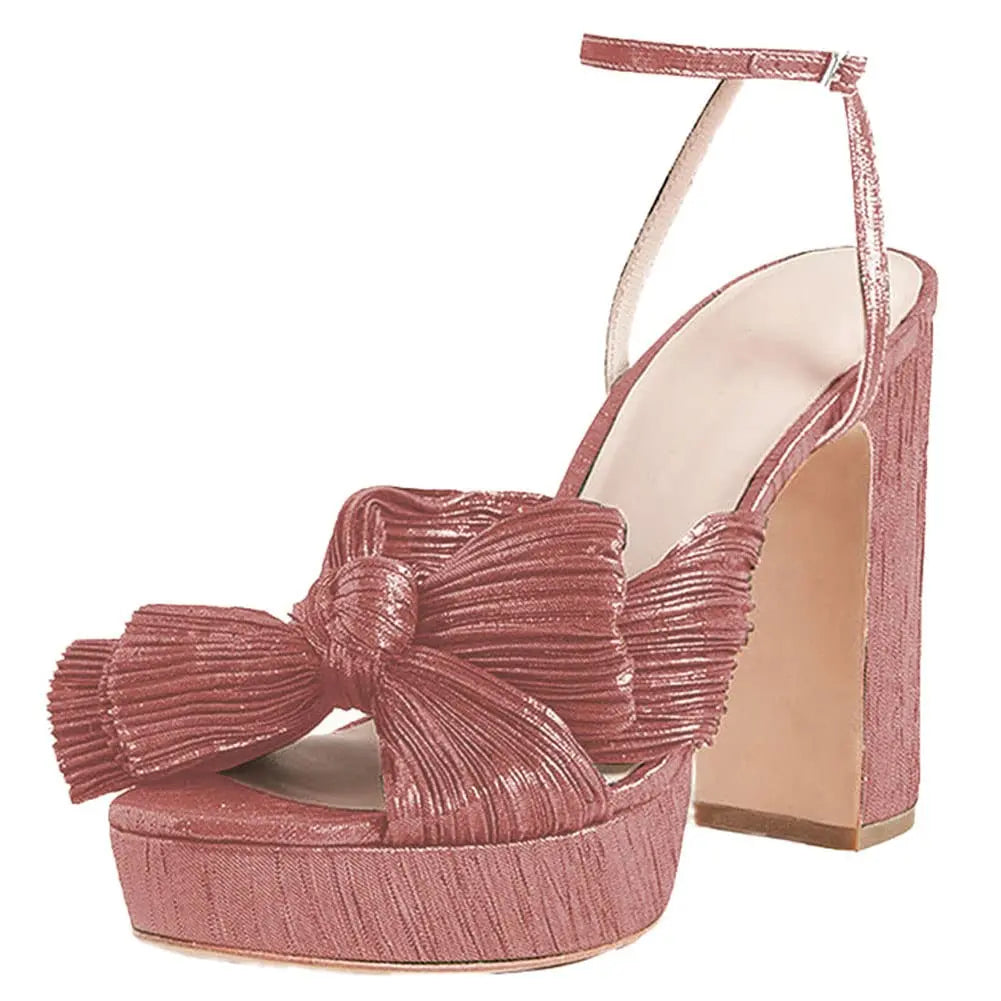 Thick High Heel Bow Platform Sandals